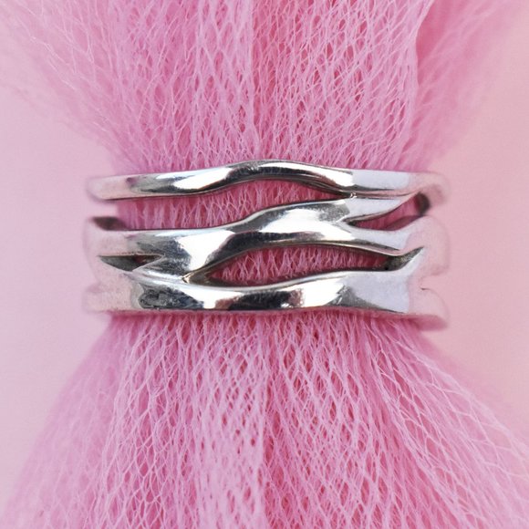 Wide chunky ring 925 sterling silver, multi layer ring - Picture 7 of 12